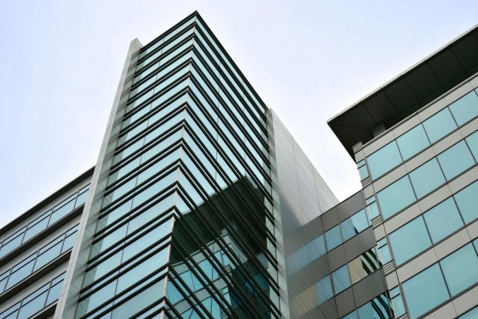 blue and black glass building exterior